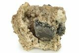 Octahedral Sphalerite and Epidote on Fluorite - Peru #257295-2